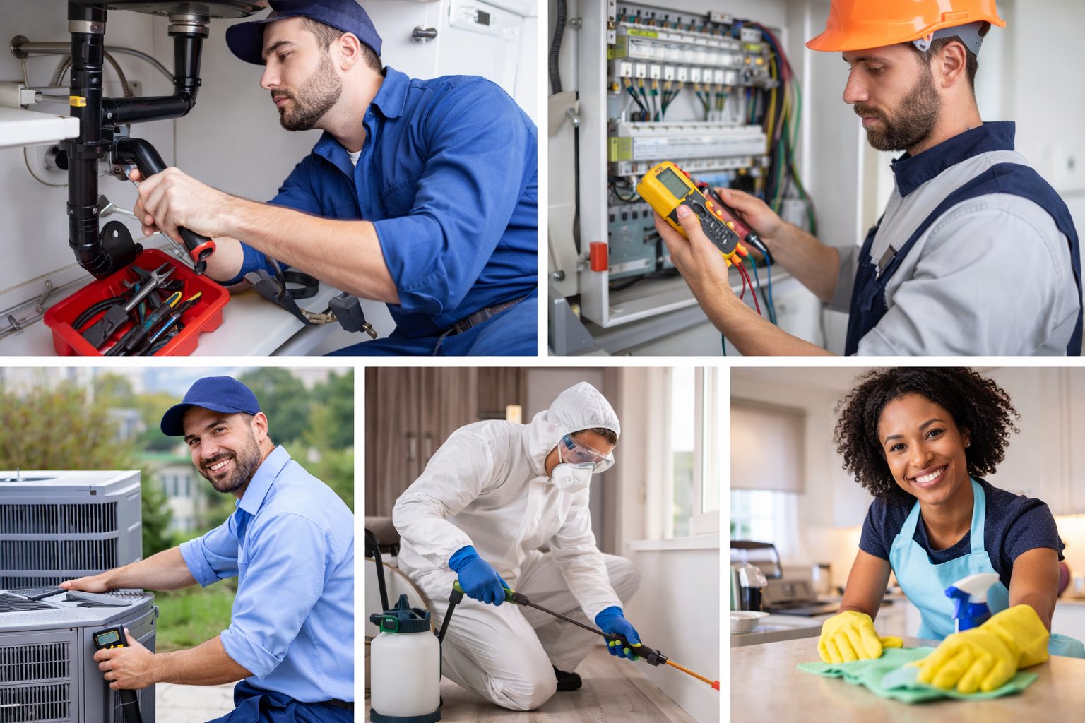 Service technician using phone